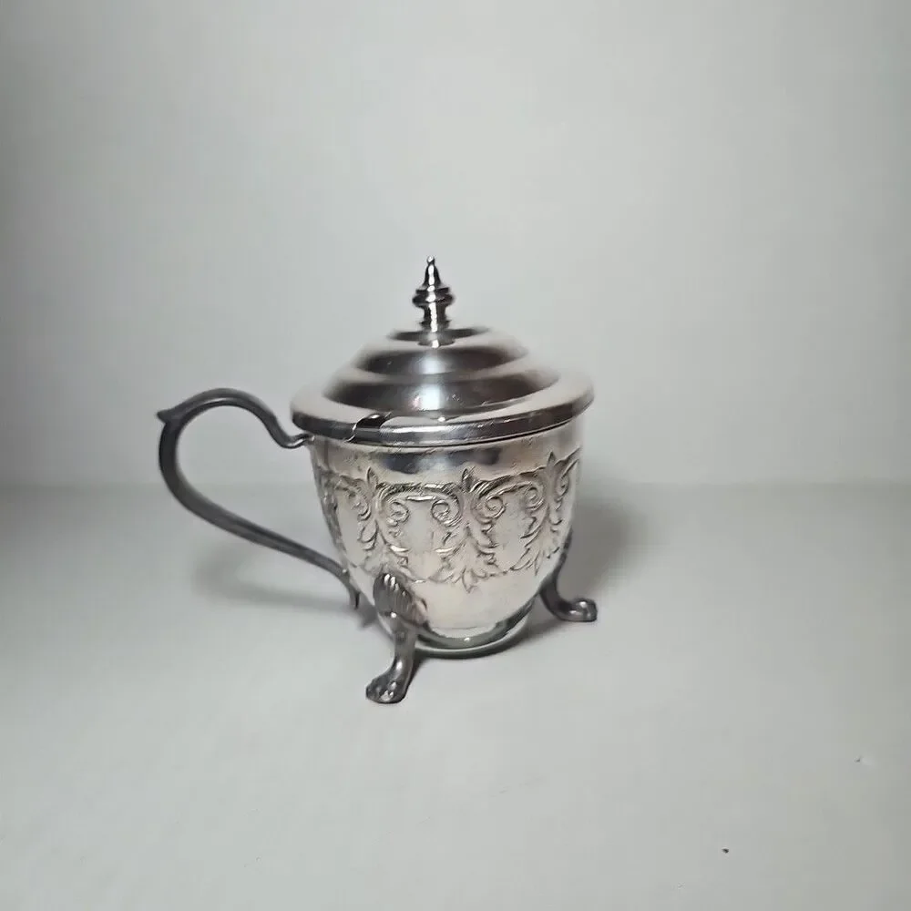 American Victorian Silverplated Jam Sugar Bowl Glass Insert Missing Spoon